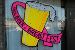 window splash painting, breast cancer fundraiser