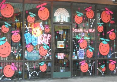 window splash painting big kid smiley faces