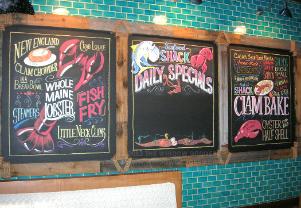 Chalk menu board for fish restaurant