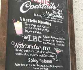 Chalkboards Padre LBC Drink Menu Los Angeles
