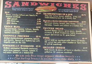 chalkboard Village Bakery Sandwiches