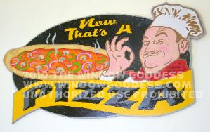 Plywood cut out pizza sign, Los Angeles