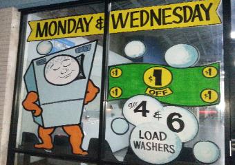 window splash painting, Laundry, The Window Goddess, Los Angeles