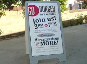 A-Frame sidewalk sign for Go Burger