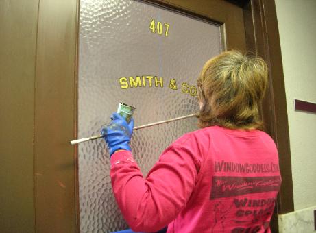 window lettering, hand lettering on windows - Smith Co
