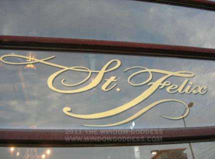 window lettering, hand lettering on windows - St Felix