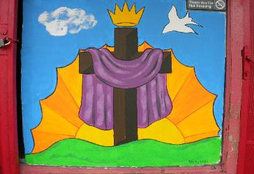 window splash painting, Easter window, Los Angeles