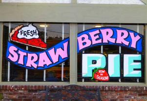 Window painting for strawberry pie special