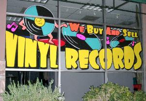 Window painting for vinyl record store
